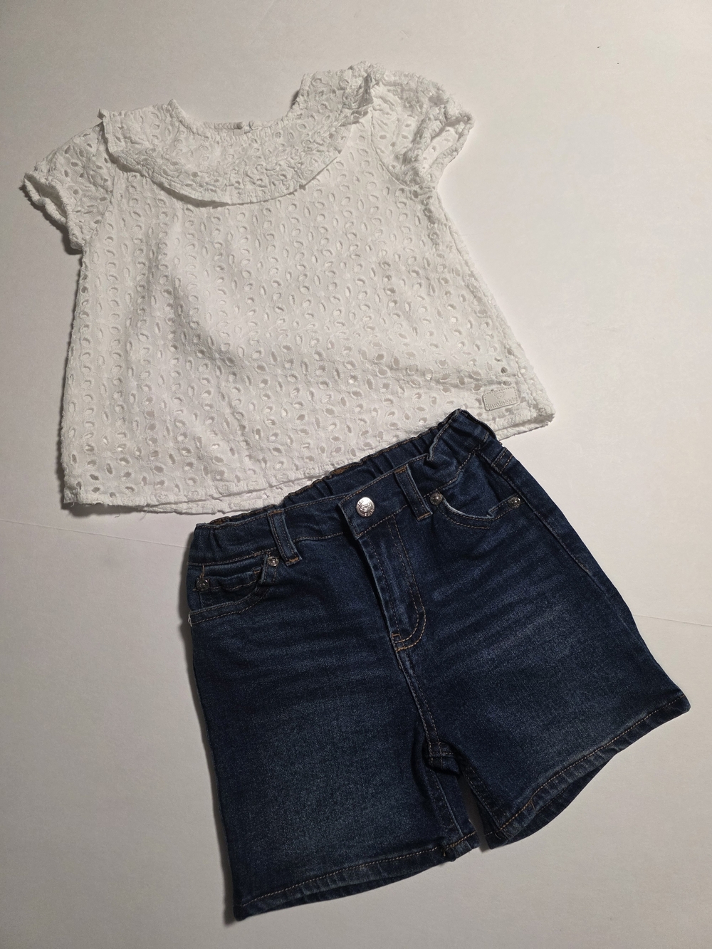 Koala White Eyelet Peplum Top for Girls - Size 6